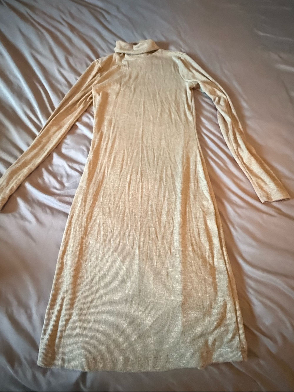 Oculus Long-Sleeve Turtleneck Dress in Cream